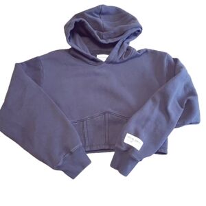 Social Tourist Cropped‎ Corset Hoodie Sweatshirt Black Size Large